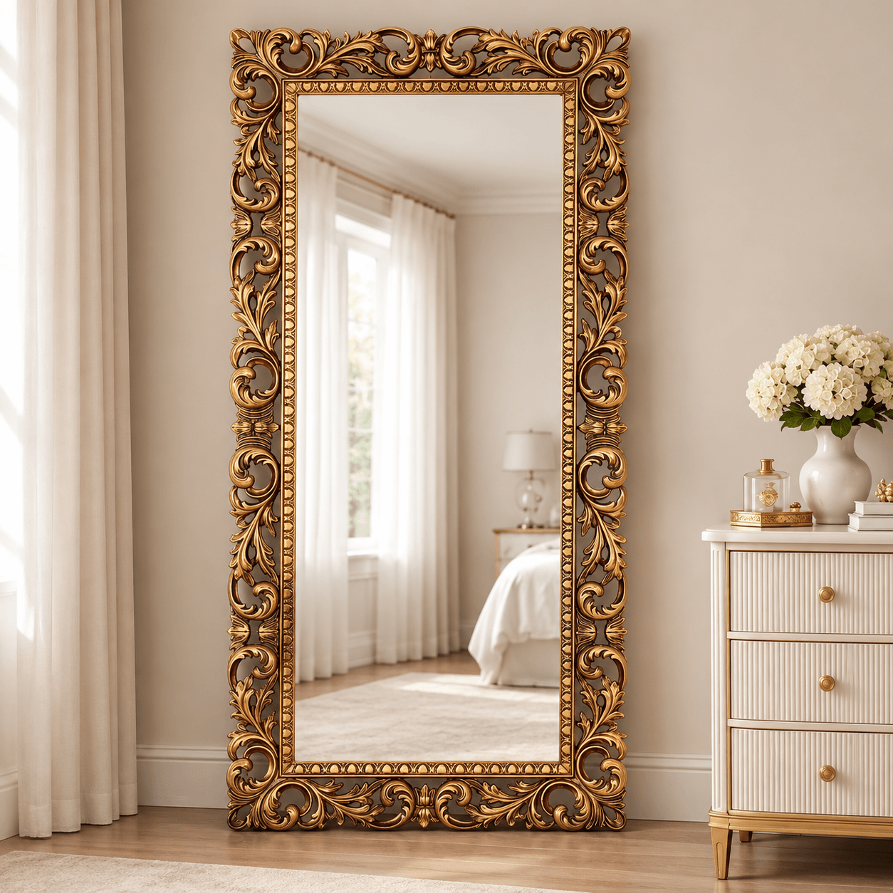 Luxury Handcrafted Teakwood Full-Length Mirror Frame