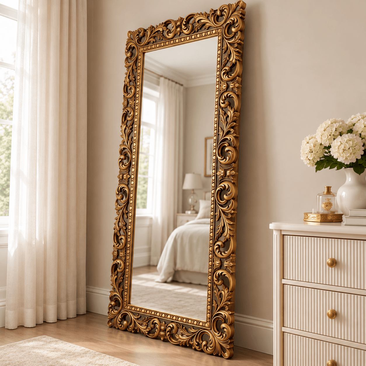 Luxury Handcrafted Teakwood Full-Length Mirror Frame