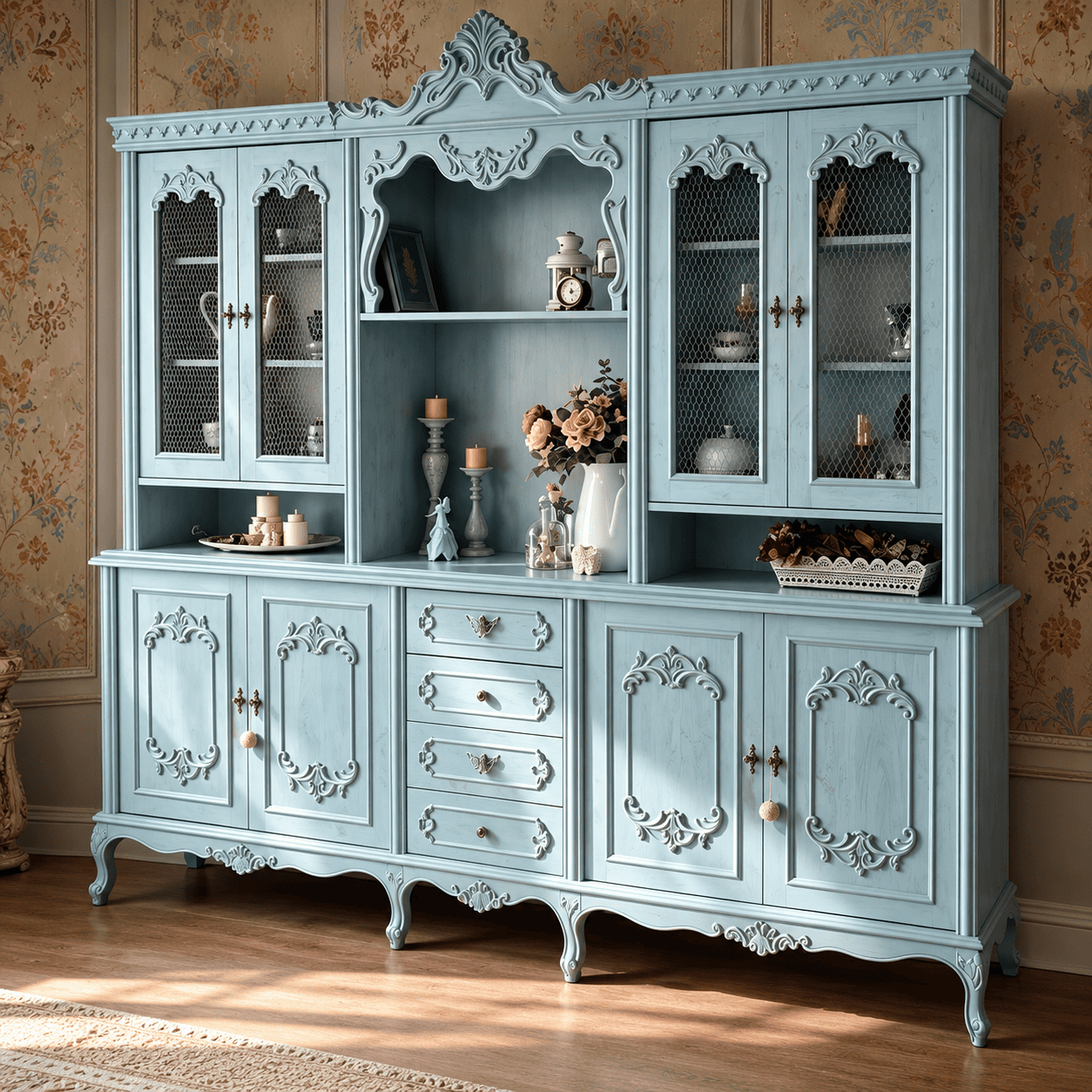 Luxury Handcrafted Wooden Crockery Cabinet
