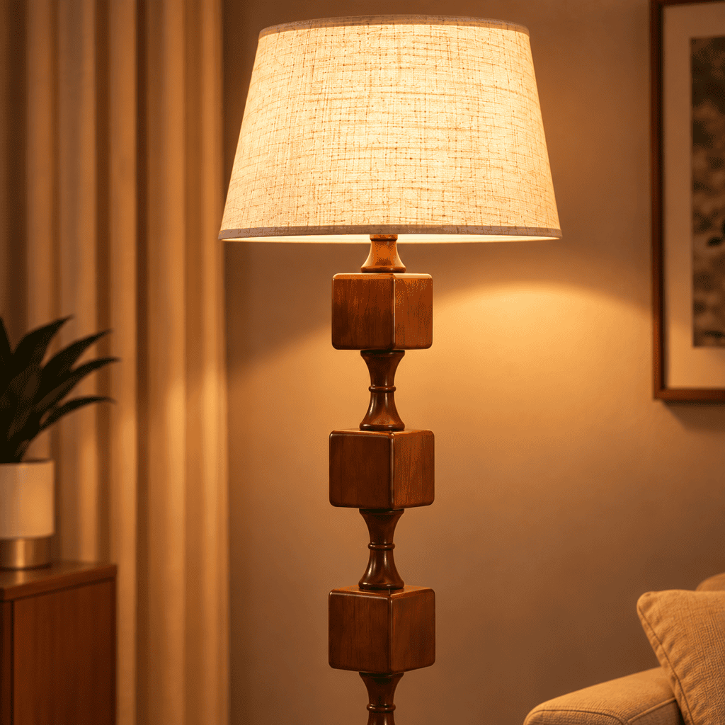 Handcrafted Wooden Standing Lamp for Living Room