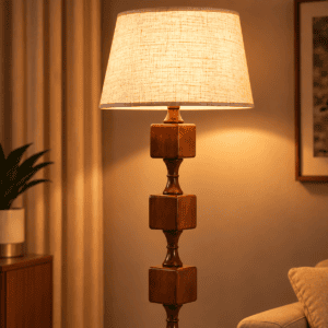 Handcrafted Wooden Standing Lamp for Living Room