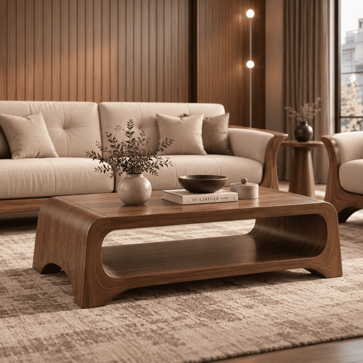 Modern Teakwood Sofa Set with Center Table