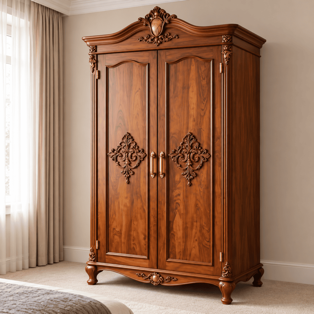 Solid Hand Carved Wooden Bedroom Almirah