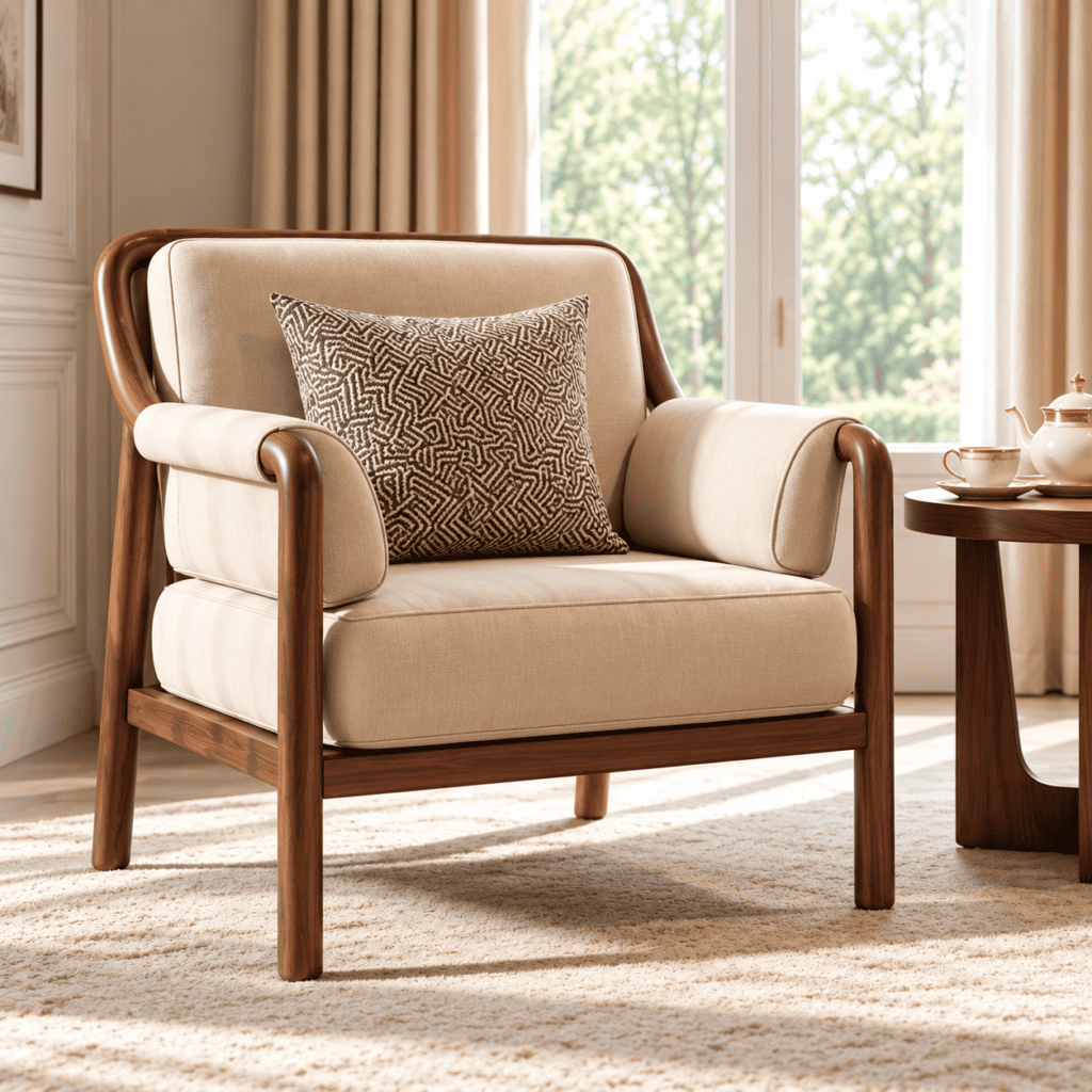 Modern Wooden Room Chair Set with Round Tea Table