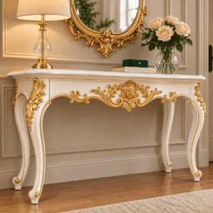 Luxury Royal Console Table with Ornate Gold Carving CCC-2020 - Image 2