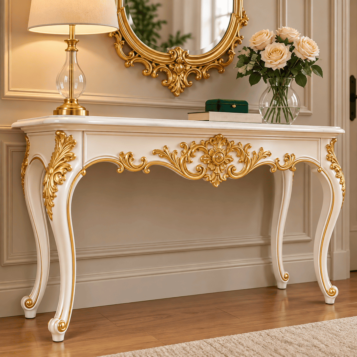 Luxury Royal Console Table with Ornate Gold Carving CCC-2020 - Image 2