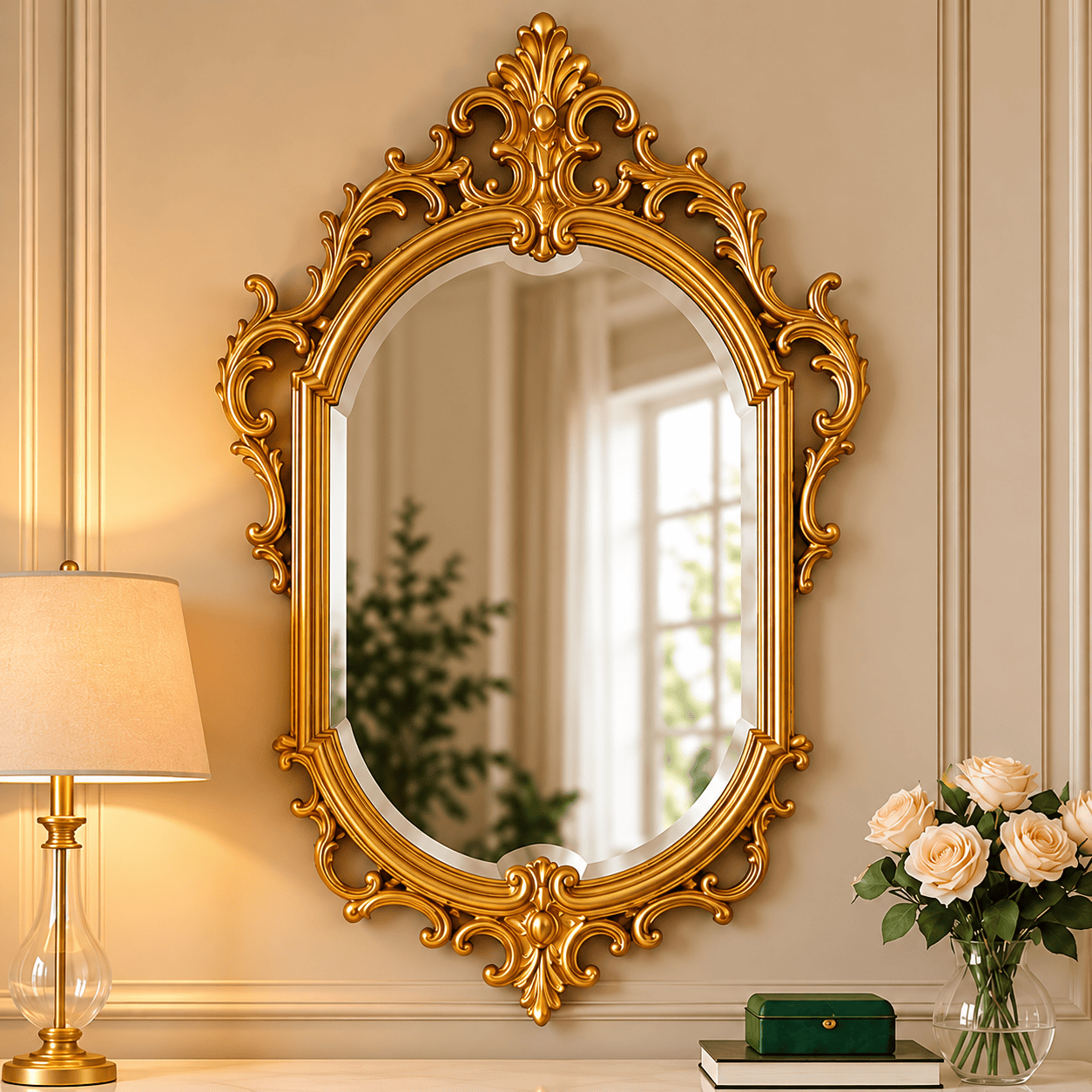 Luxury Royal Console Table with Ornate Gold Carving