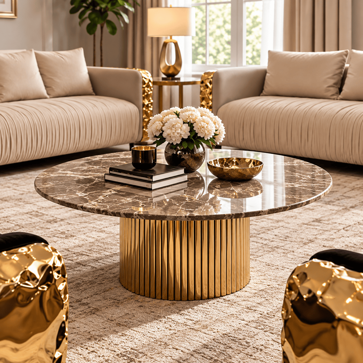 Designer Gold Accent Sofa Set for The Living Room CCS-2016 - Image 2