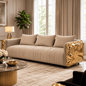 Designer Gold Accent Sofa Set for The Living Room