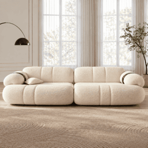 Upholstered Modern Curved Fabric Sofa Design