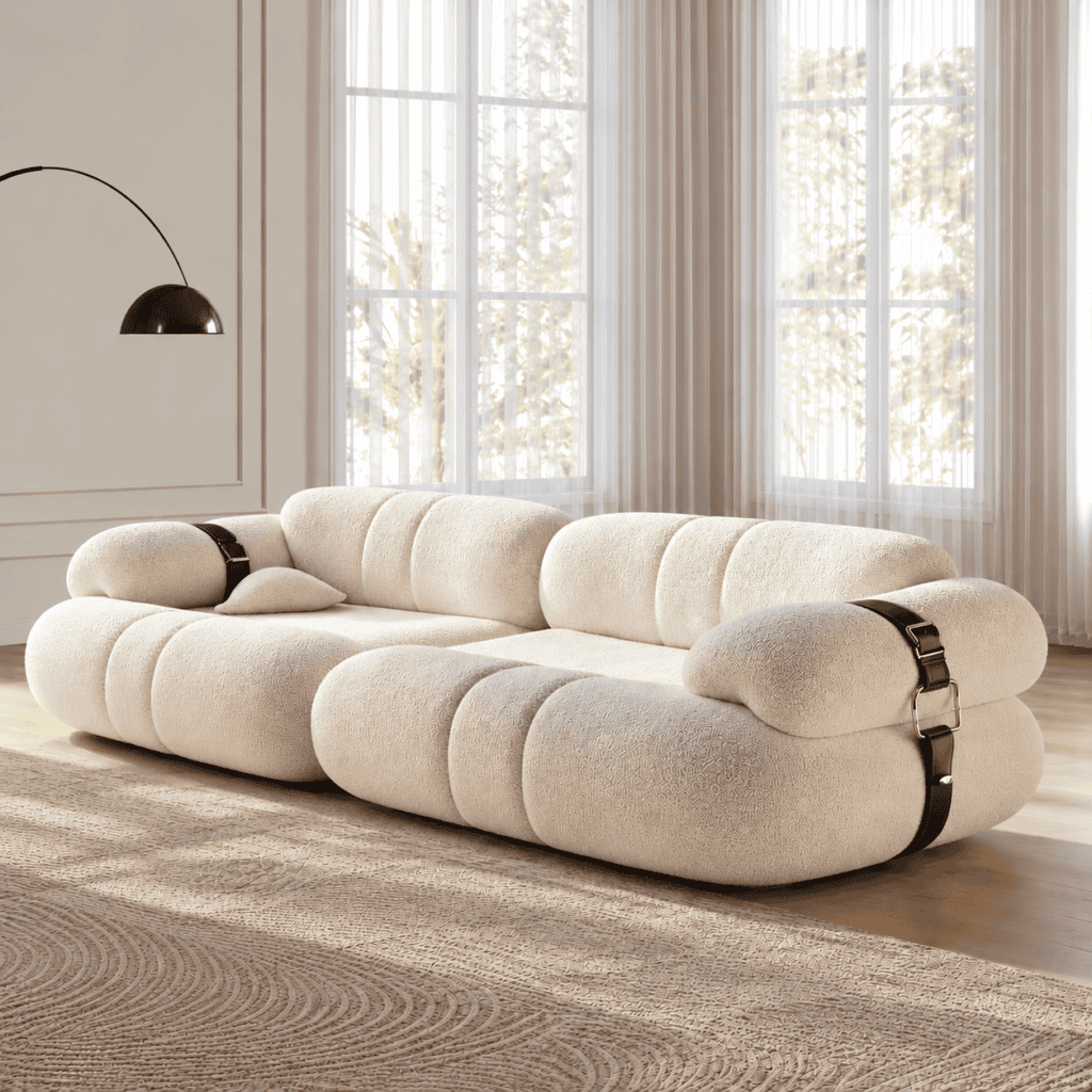 Upholstered Modern Curved Fabric Sofa Design