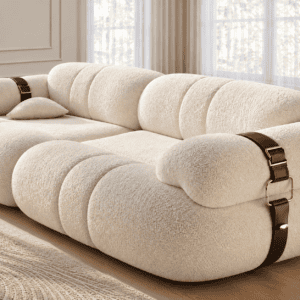 Upholstered Modern Curved Fabric Sofa Design