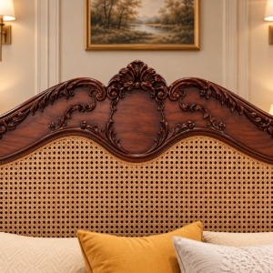 Royal Carved King Size Wooden Bed with Headboard