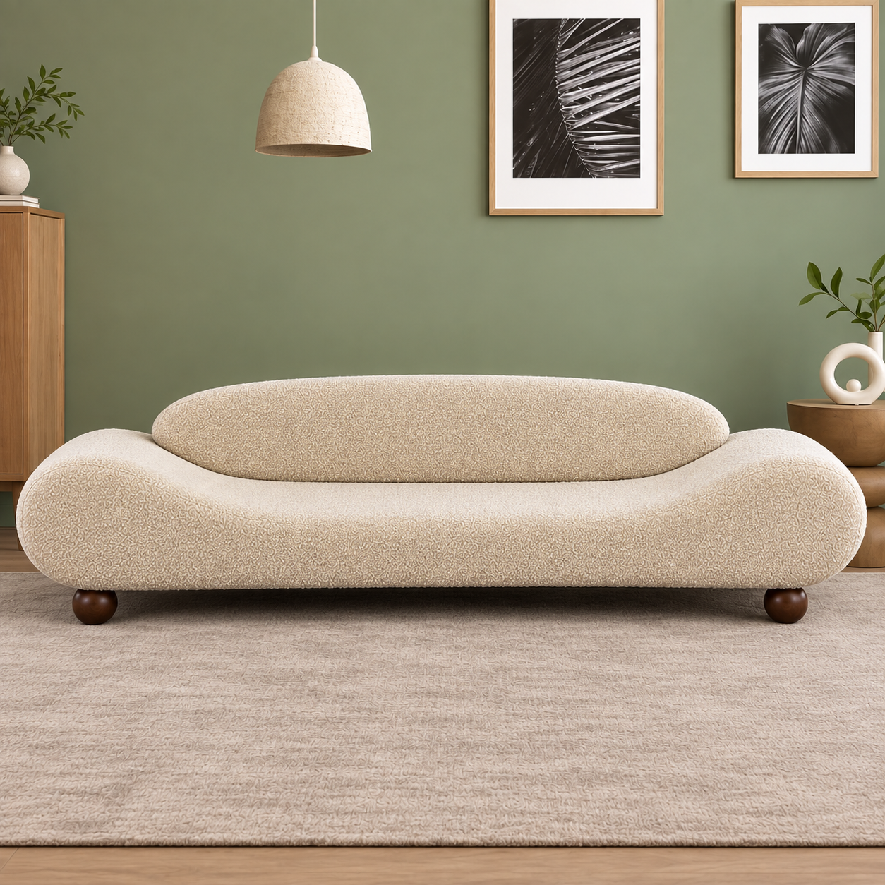 Designer Curved Fabric Sofa for Modern Interiors