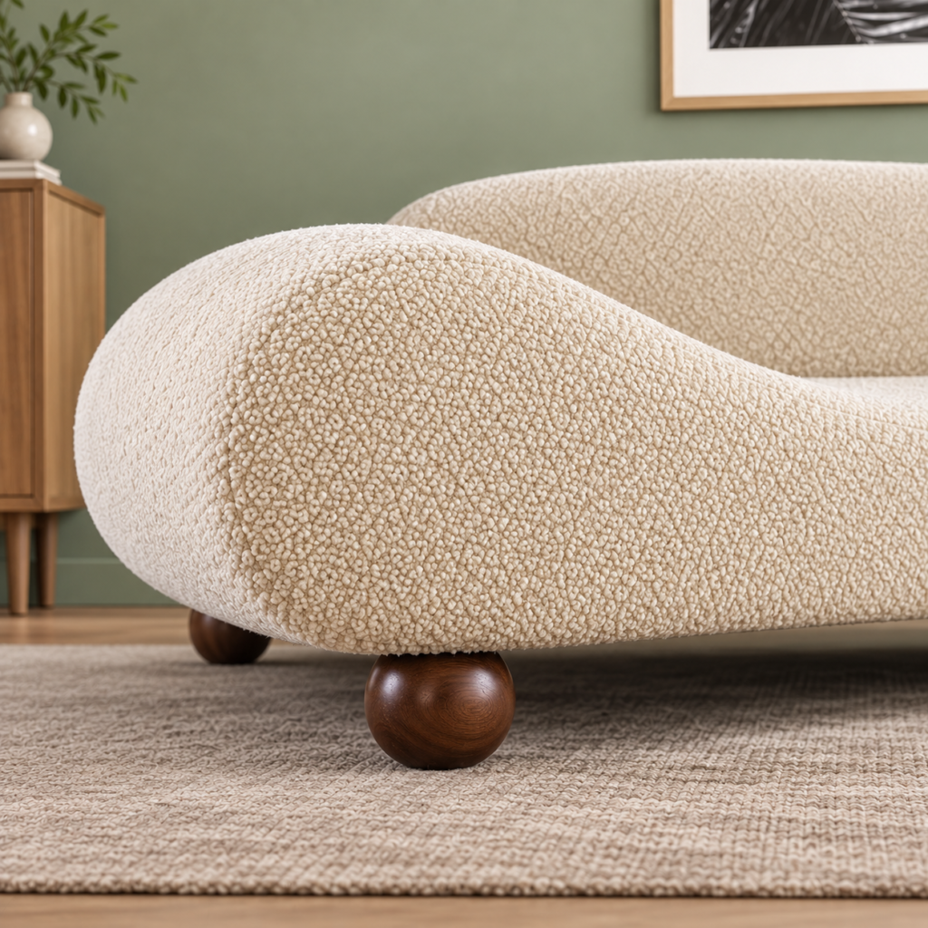 Designer Curved Fabric Sofa for Modern Interiors