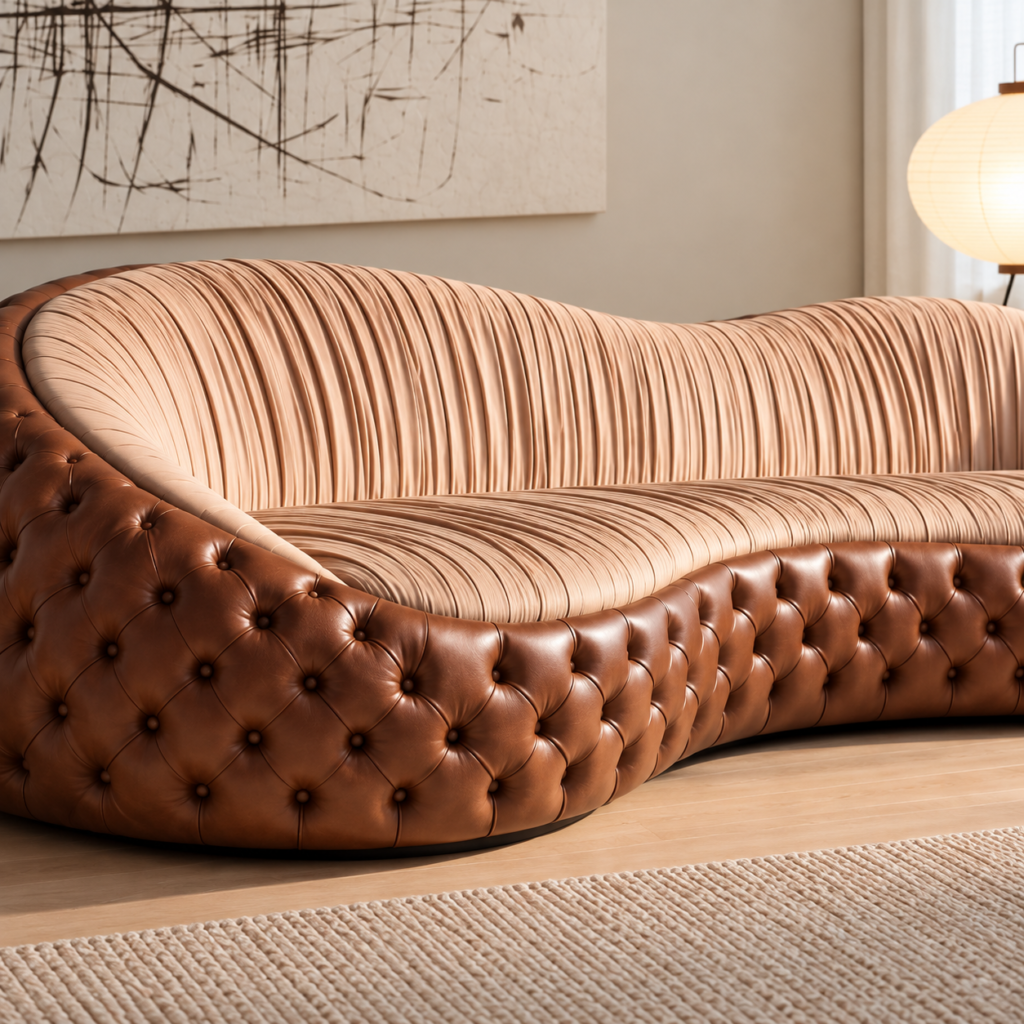Modern Curved Fabric Sofa for Living Rooms