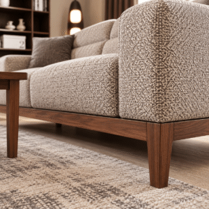 Modern Wooden Sofa Set with Lounge Chair & Ottoman