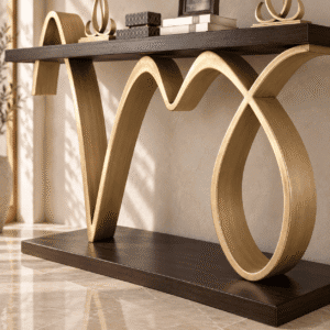 Modern Wooden Console Table with Artistic Base