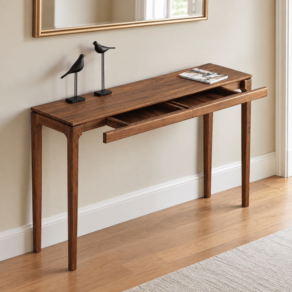 Modern Solid Wood Console Table with Drawer