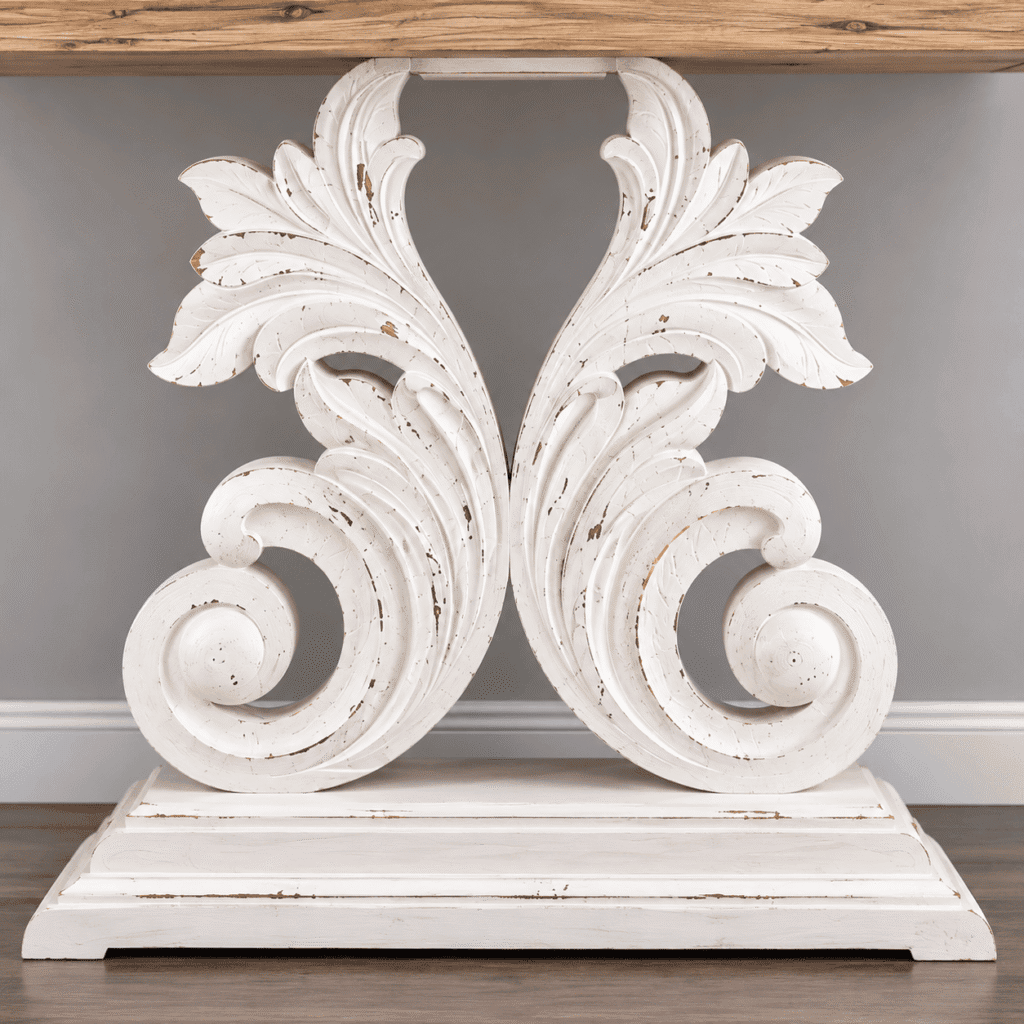 Handcrafted Wooden Console Table with Carved