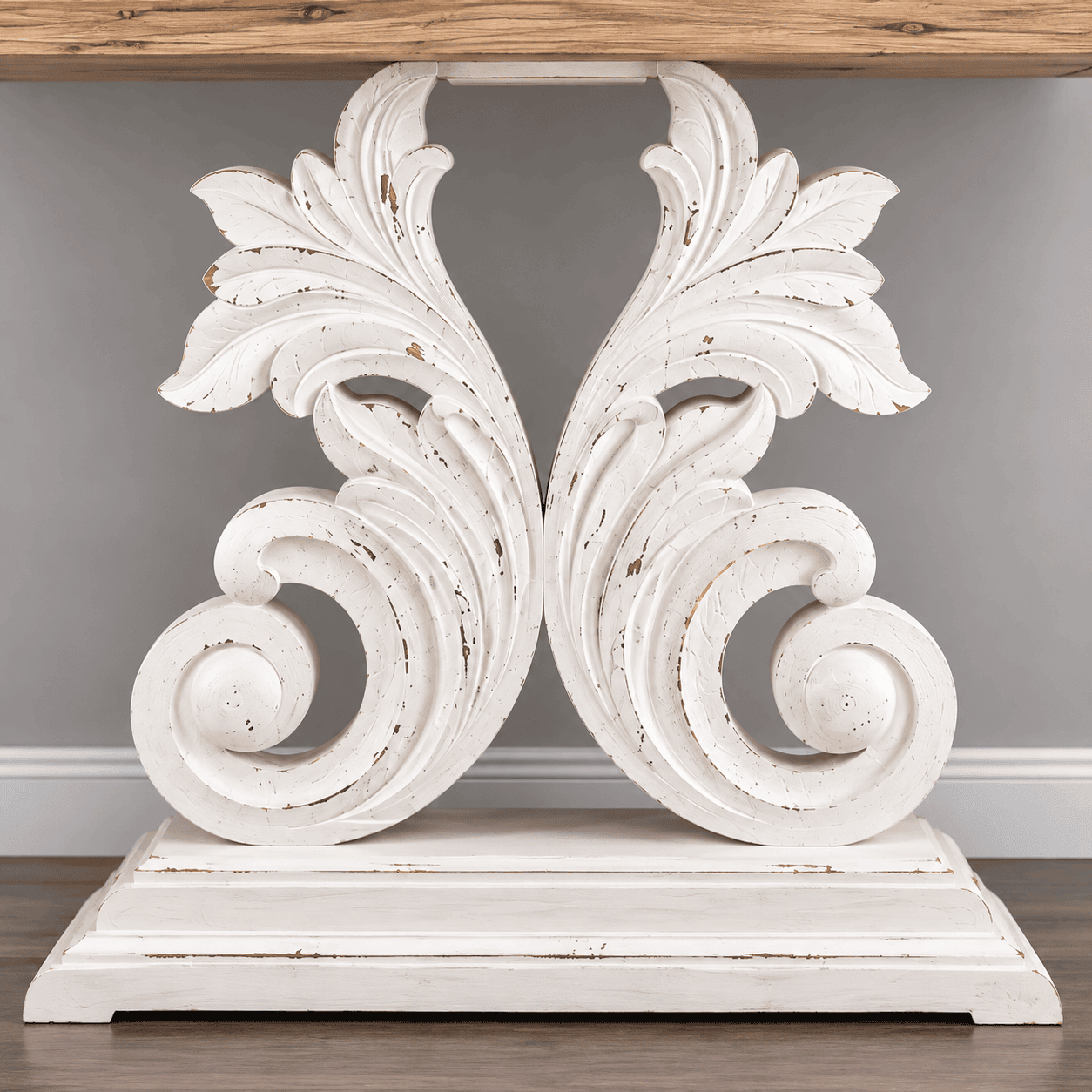 Handcrafted Wooden Console Table with Carved