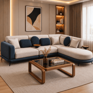 Modern Fabric L Shape Sofa Set for Living Room