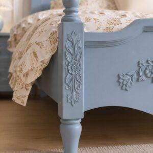 Royal Wooden King Bed with Floral Carving