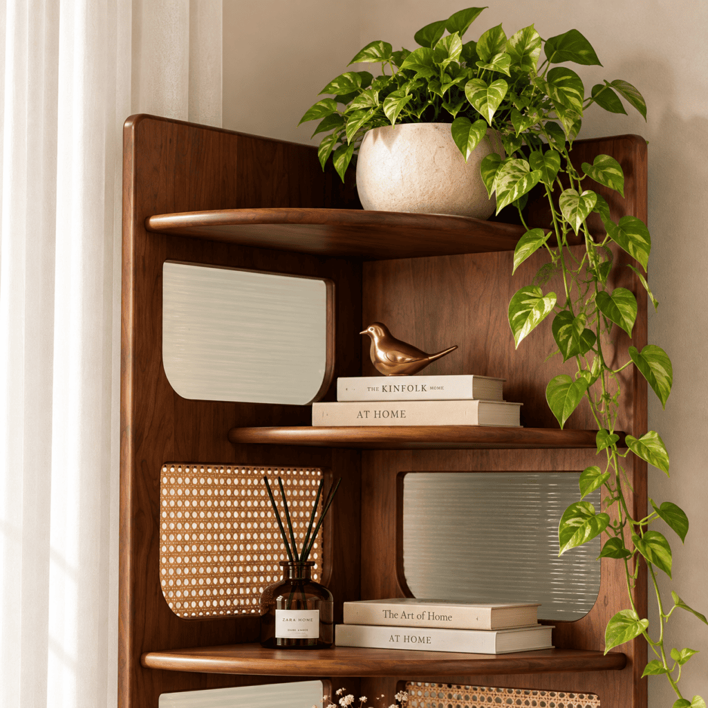 Modern Wooden Corner Shelf Unit