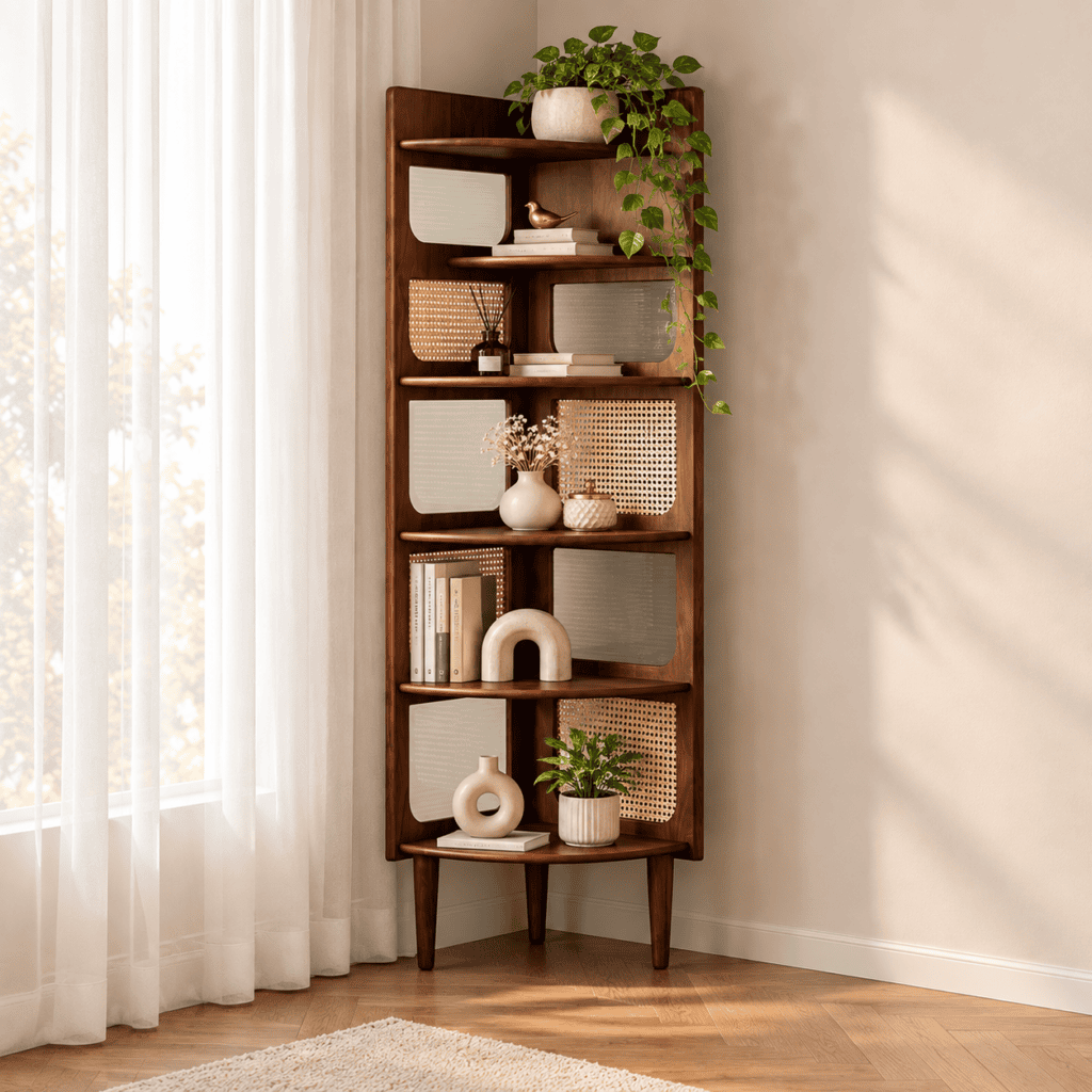 Modern Wooden Corner Shelf Unit