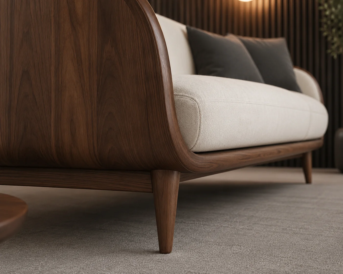 Elegant Solid Wood Living Room Sofa Set