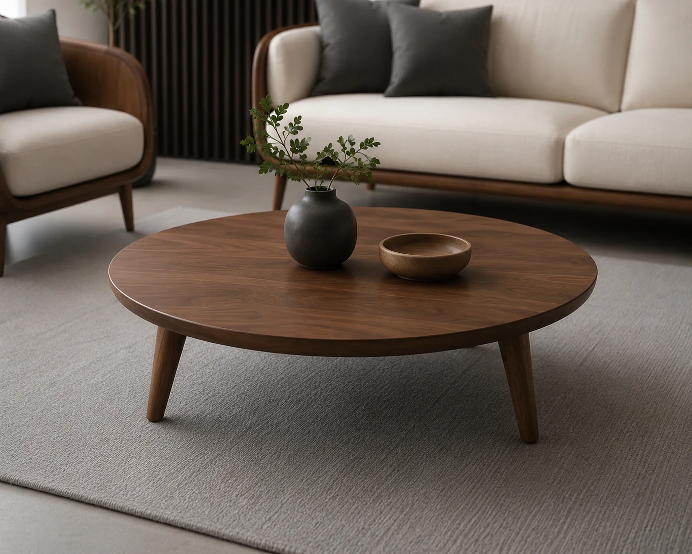 Elegant Solid Wood Living Room Sofa Set