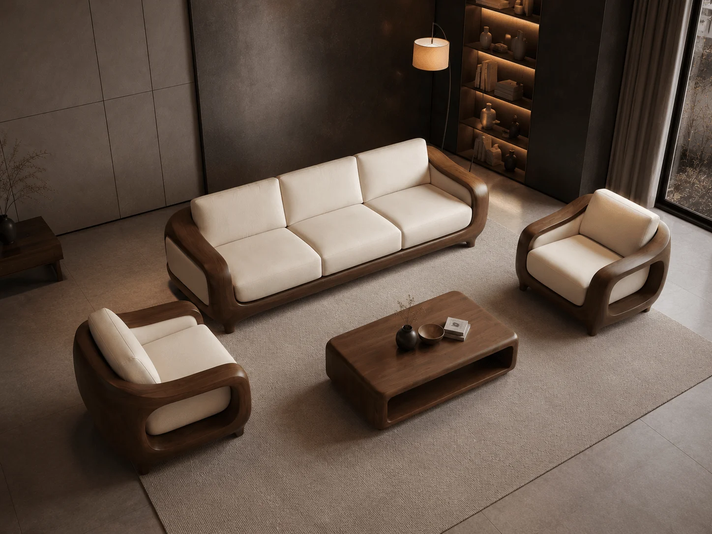 Premium Modern Solid Wood Sofa Set
