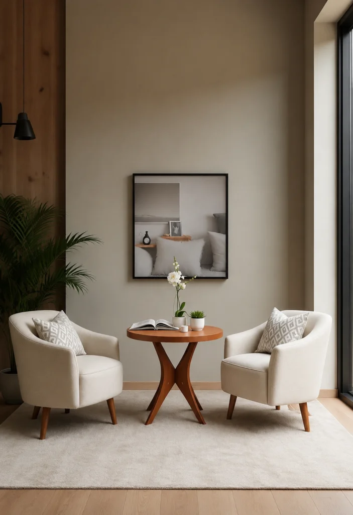 Modern Accent Chair Set with Designer Wooden Coffee Table