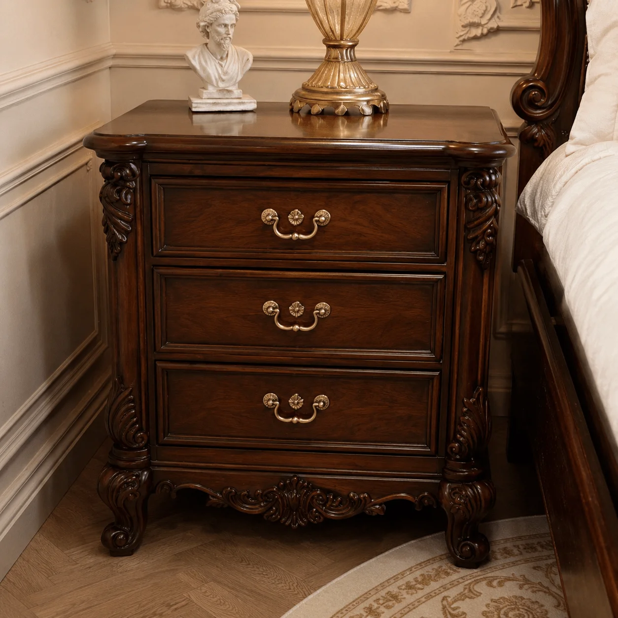 Luxury Handcrafted Teakwood Bed | Royal Upholstered King Size Bed