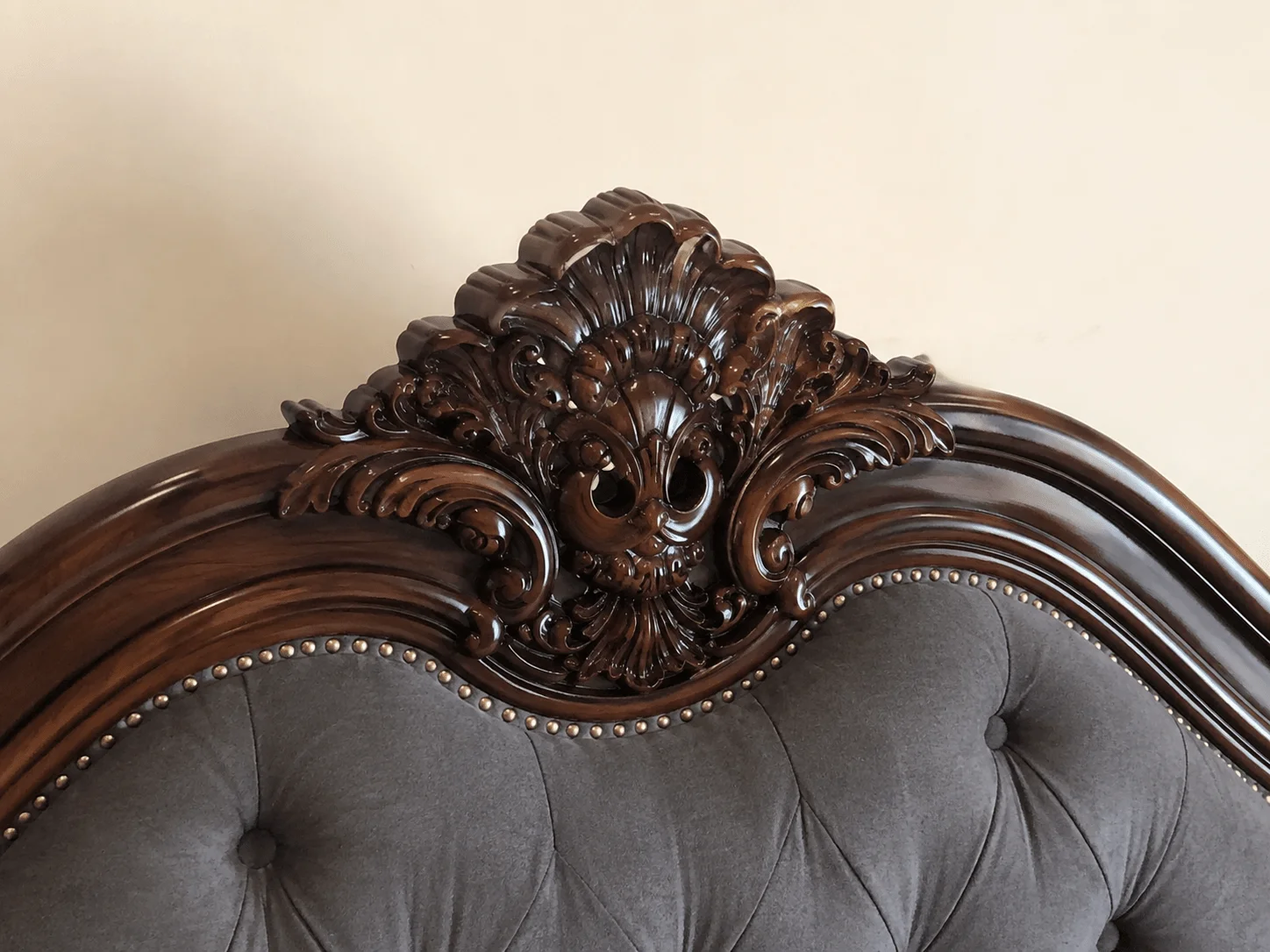Luxury Handcrafted Teakwood Bed | Royal Upholstered King Size Bed